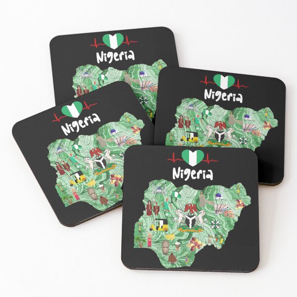 Item preview, Nigeria map - illustrated Naija map designed and sold by Youngkev-arts.