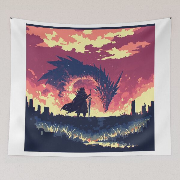 Item preview, Warrior Confronts Pixel Dragon designed and sold by Christian Weiss.