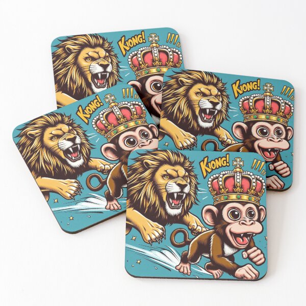 Item preview, cute funny monkey and lion designed and sold by Dogandesighn.