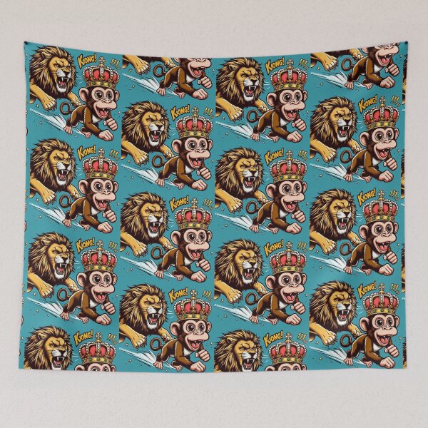 Item preview, cute funny monkey and lion designed and sold by Dogandesighn.