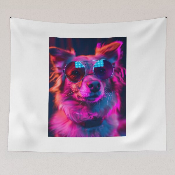 Item preview, Beautiful Dog Under Neon Lights designed and sold by Eiwaprints.
