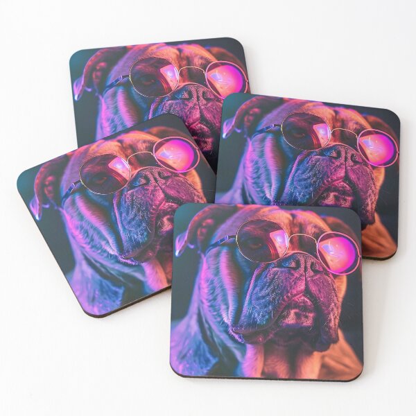 Item preview, Bulldog bajo luces de neón designed and sold by Eiwaprints.