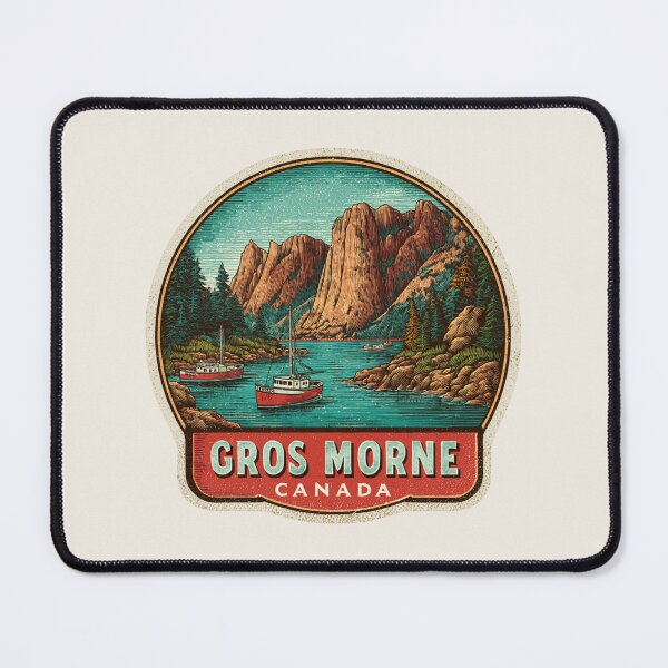 Item preview, Gros Morne Canada Vintage Travel Sticker - Retro Fishing Village & Mountains designed and sold by Blurbean.