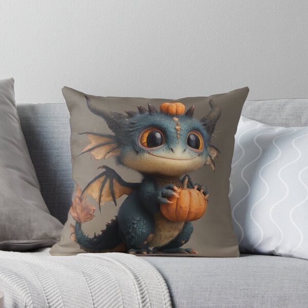 Item preview, Cute Baby Dragons with Pumpkins – Halloween Fantasy Illustration designed and sold by Drakane Creations.