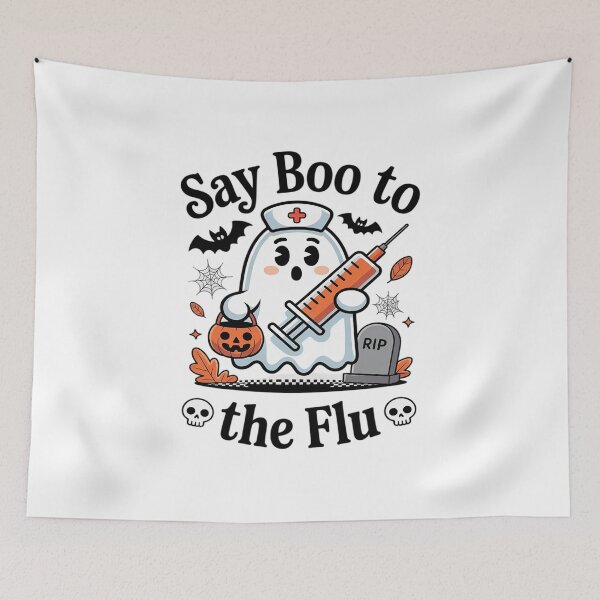 Item preview, Nurse Ghost Halloween Vaccine Say Boo to The Flu designed and sold by BiellaSar.