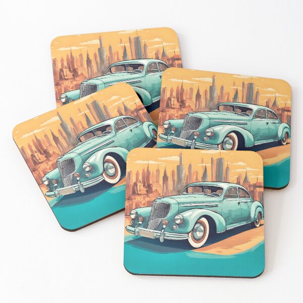Item preview, Retro 1930s Car Illustration in Stylized Cityscape designed and sold by LanaGustavsson.