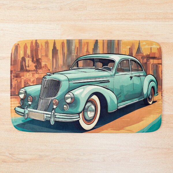 Item preview, Retro 1930s Car Illustration in Stylized Cityscape designed and sold by LanaGustavsson.