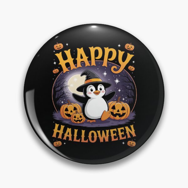 Artikelvorschau, Pinguin Tier Whitch Hut Halloween Kürbis Spooky Happy entworfen und verkauft von ticlitule.