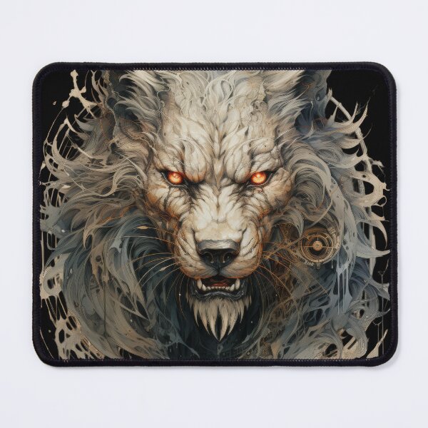 Item preview, Fierce Cyber Wolf With Fiery Eyes and Tech Details designed and sold by Daagath.