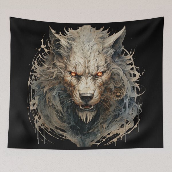 Item preview, Fierce Cyber Wolf With Fiery Eyes and Tech Details designed and sold by Daagath.