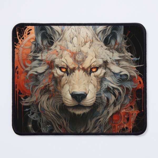 Item preview, Mystic Techno Wolf With Fiery Gaze and Abstract Flames designed and sold by Daagath.
