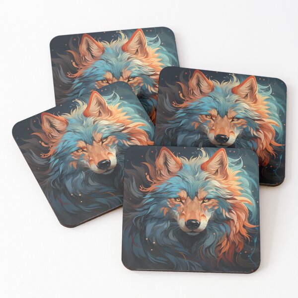 Item preview, Vibrant Abstract Wolf in Fiery Blue and Orange Tones designed and sold by Daagath.