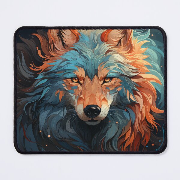 Item preview, Vibrant Abstract Wolf in Fiery Blue and Orange Tones designed and sold by Daagath.