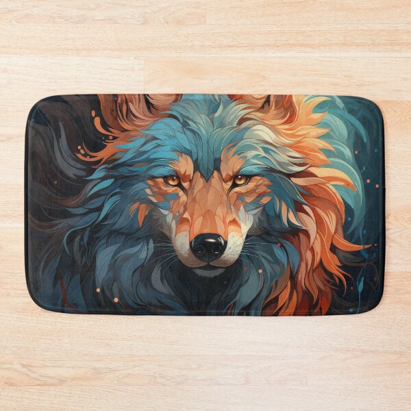 Artikelvorschau, Vibrant Abstract Wolf in Fiery Blue and Orange Tones entworfen und verkauft von Daagath.