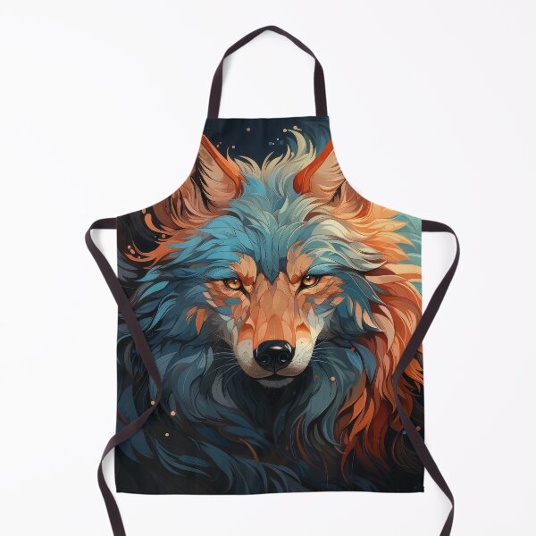 Artikelvorschau, Vibrant Abstract Wolf in Fiery Blue and Orange Tones entworfen und verkauft von Daagath.