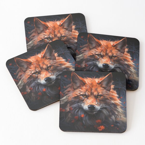 Item preview, Geometric Flame Fox With Crimson Blossoms designed and sold by Daagath.