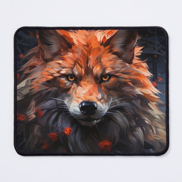 Artikelvorschau, Geometric Flame Fox With Crimson Blossoms entworfen und verkauft von Daagath.