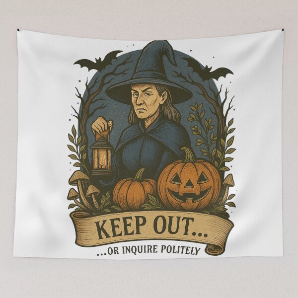 Item preview, Keep Out… Or Inquire Politely – Witch & Pumpkins designed and sold by TWdesign74.