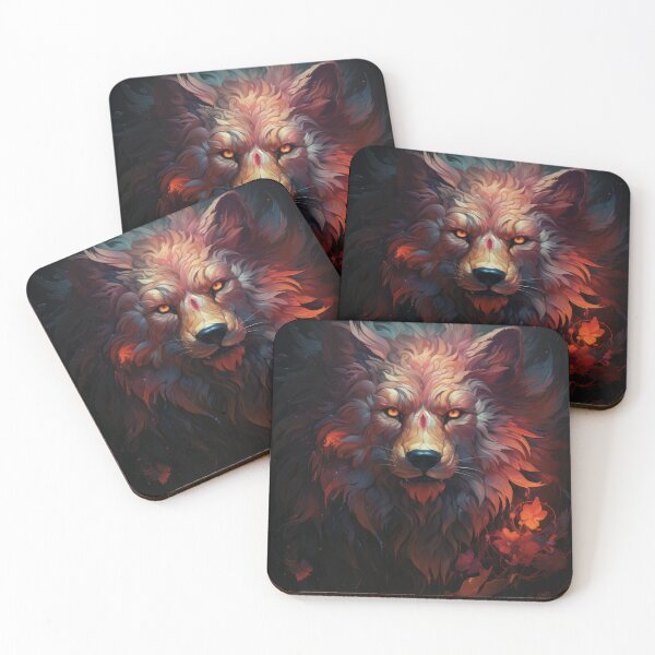 Item preview, Mystic Fire Wolf With Glowing Eyes and Floral Aura designed and sold by Daagath.