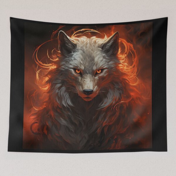 Item preview, Infernal Wolf Spirit With Fiery Eyes and Flame Aura designed and sold by Daagath.
