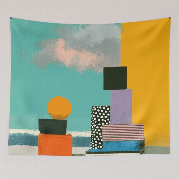 Item preview, Abstract boxes on the beach in pastel designed and sold by ArtHouseNiklas.