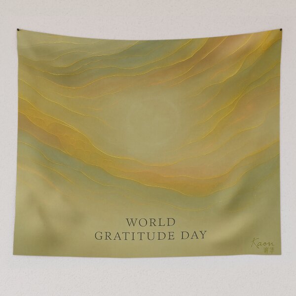 Artikelvorschau, World Gratitude Day – Golden Silence of Gratitude entworfen und verkauft von Zenlines by Ralf Gradl.