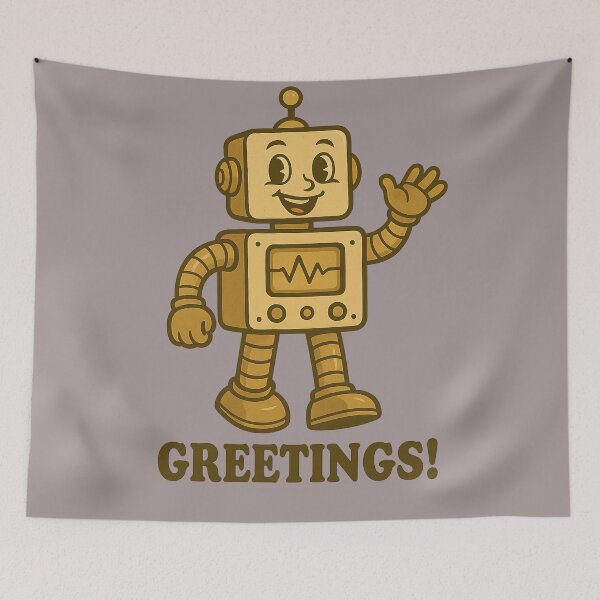 Item preview, Friendly Retro Robot – Mid-Century Cartoon Style designed and sold by © Zenscape Studio 2025.