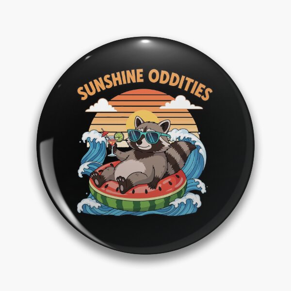 Item preview, Sunshine Oddities – Relaxed Raccoon Summer Float Cartoon designed and sold by NancyEstrada.