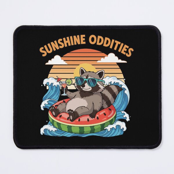 Item preview, Sunshine Oddities – Relaxed Raccoon Summer Float Cartoon designed and sold by NancyEstrada.