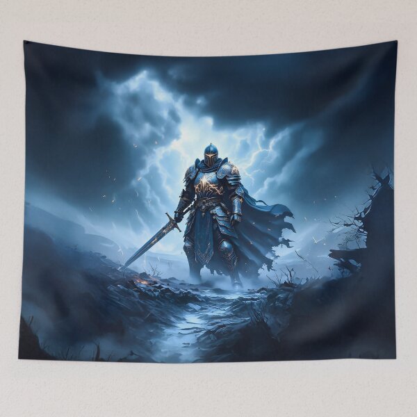 Item preview, A knight, against the backdrop of a hurricane designed and sold by Marcu Ioachim.