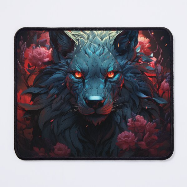Item preview, Celestial Wolf With Crimson Flowers and Glowing Eyes designed and sold by Daagath.