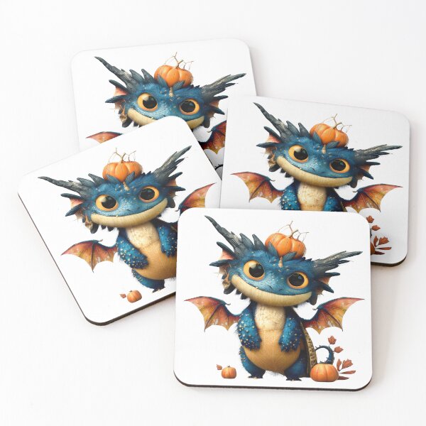 Artikelvorschau, Süßer Babydrache mit Kürbis – Skurrile Halloween-Kunst entworfen und verkauft von Drakane Creations.