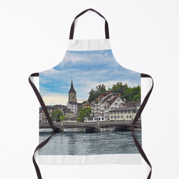 Item preview, Zurich old town view from the river area with the view of Grossmunster and Fraumunster church clock towers, Switzerland designed and sold by goceris.