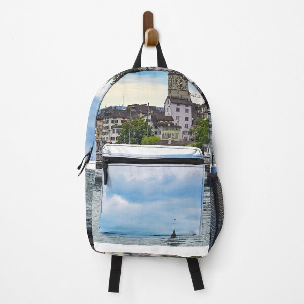 Item preview, Zurich old town view from the river area with the view of Grossmunster and Fraumunster church clock towers, Switzerland designed and sold by goceris.