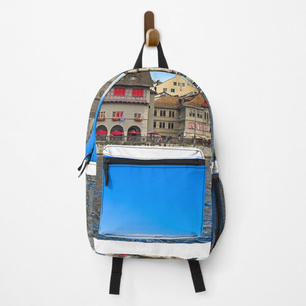 Item preview, Zurich city center with famous Grossmunster churh and a tourist boat sails on the river Limmat, Switzerland designed and sold by goceris.