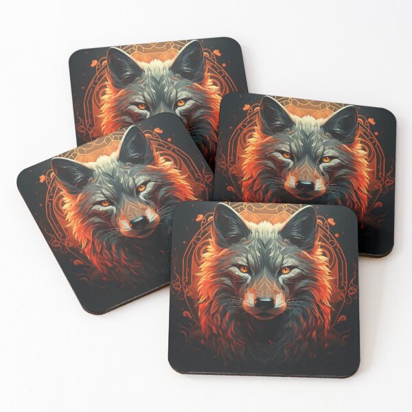 Item preview, Ember Wolf With Ornamental Glow and Fiery Gaze designed and sold by Daagath.