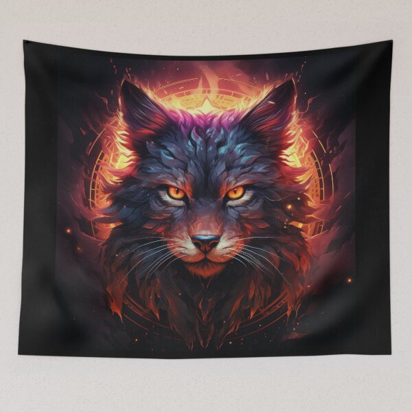 Item preview, Cosmic Fire Wolf With Glowing Eyes and Solar Halo designed and sold by Daagath.