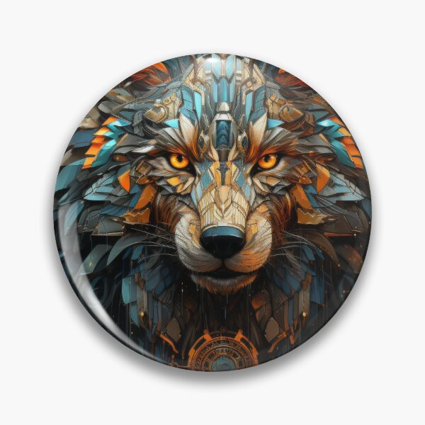 Item preview, Steampunk Cyber Wolf With Golden Gears and Geometric Armor designed and sold by Daagath.