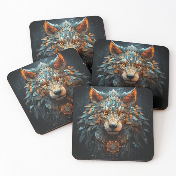 Item preview, Steampunk Cyber Wolf With Golden Gears and Geometric Armor designed and sold by Daagath.