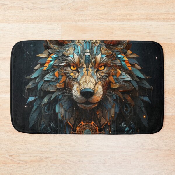 Item preview, Steampunk Cyber Wolf With Golden Gears and Geometric Armor designed and sold by Daagath.