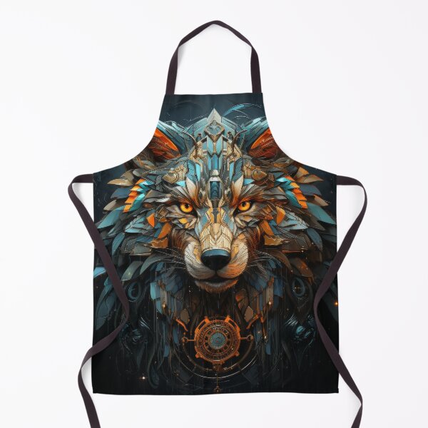 Item preview, Steampunk Cyber Wolf With Golden Gears and Geometric Armor designed and sold by Daagath.
