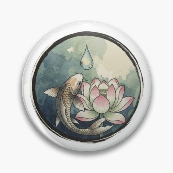 Item preview, Fish with Flower and Water Drop | Nature & Zen Aesthetic Design designed and sold by FusionOfTrends.