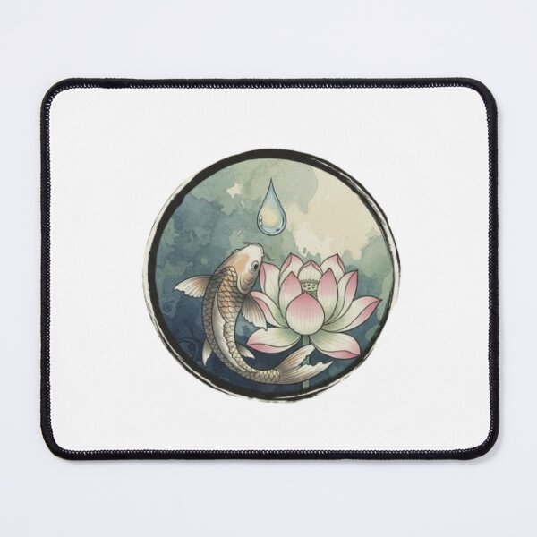 Item preview, Fish with Flower and Water Drop | Nature & Zen Aesthetic Design designed and sold by FusionOfTrends.