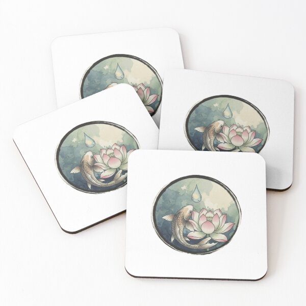 Item preview, Fish with Flower and Water Drop | Nature & Zen Aesthetic Design designed and sold by FusionOfTrends.