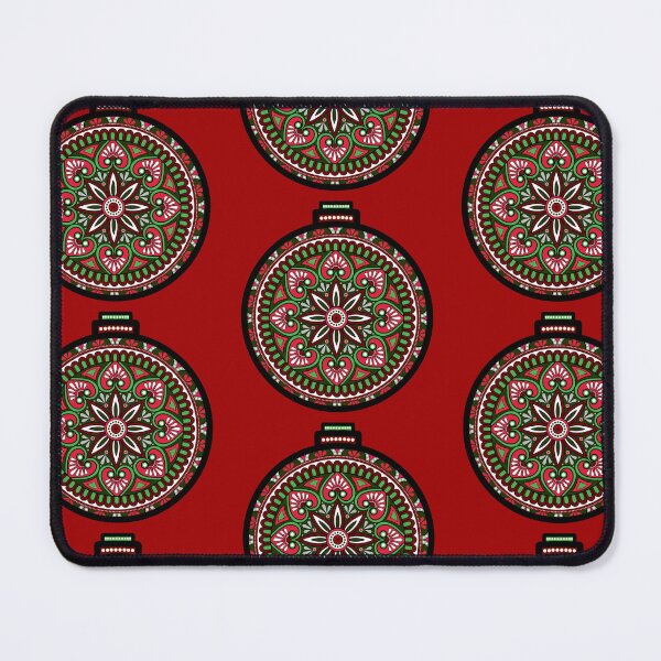 Item preview, Red green Christmas mandala floral holiday greetings ornament designed and sold by DivineMandala.