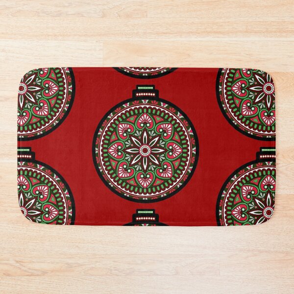 Item preview, Red green Christmas mandala floral holiday greetings ornament  designed and sold by DivineMandala.