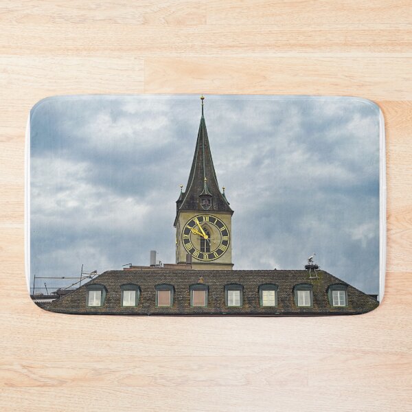 Item preview, St. Peter church clock tower and building roof with stork nest,Zurich,Peterskirche. designed and sold by goceris.