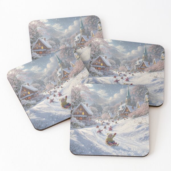 Item preview, Victorian Children Sledging in Snow at Christmas With Church in Background designed and sold by acceleratorhams.