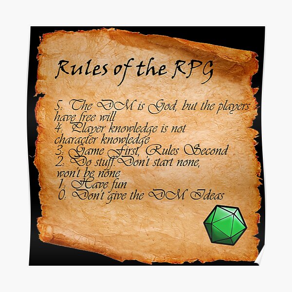 RPG Rules Poster