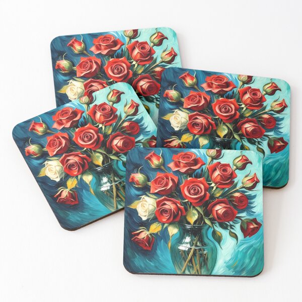 Item preview, a bouquet of red and white roses stands on the table designed and sold by Pavel Polyansky.